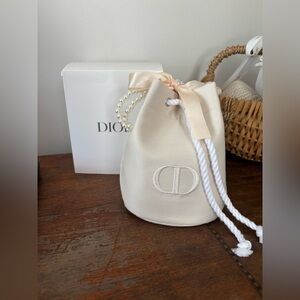 Dior Cream Satin Cosmetic Bag